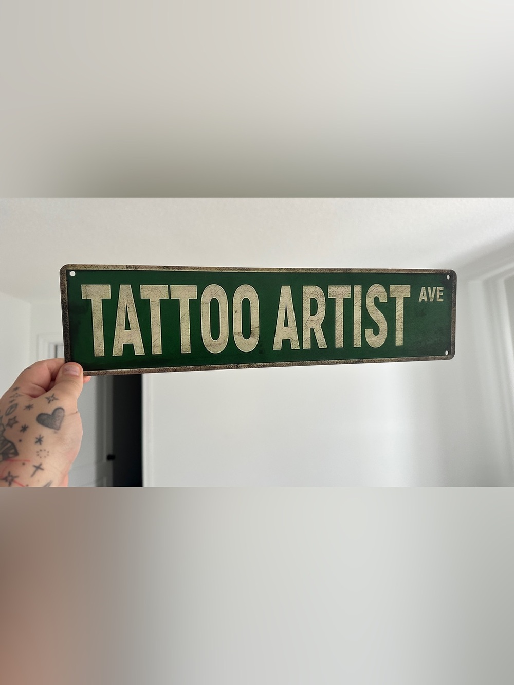 Vintage-Style Green 'TATTOO ARTIST' Wall Sign